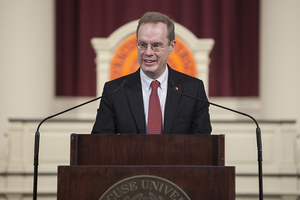 Chancellor Kent Syverud said Syracuse University rejects white supremacy, respects the diversity of the university community and believes in free speech and nonviolent discourse.